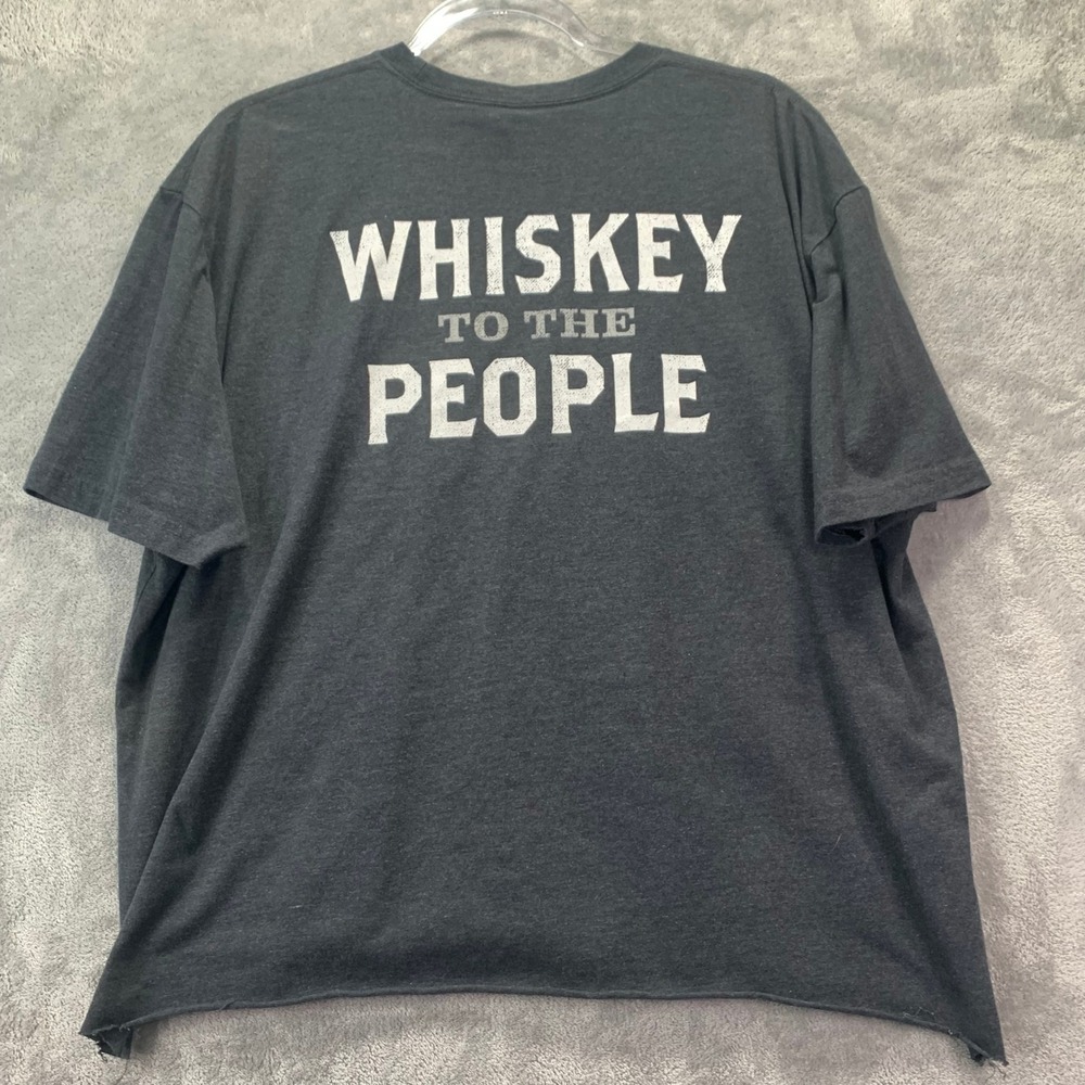Oversized Whiskey Graphic T Shirt Gray Mens XXL Raw Hem Americana Back Print 2XL